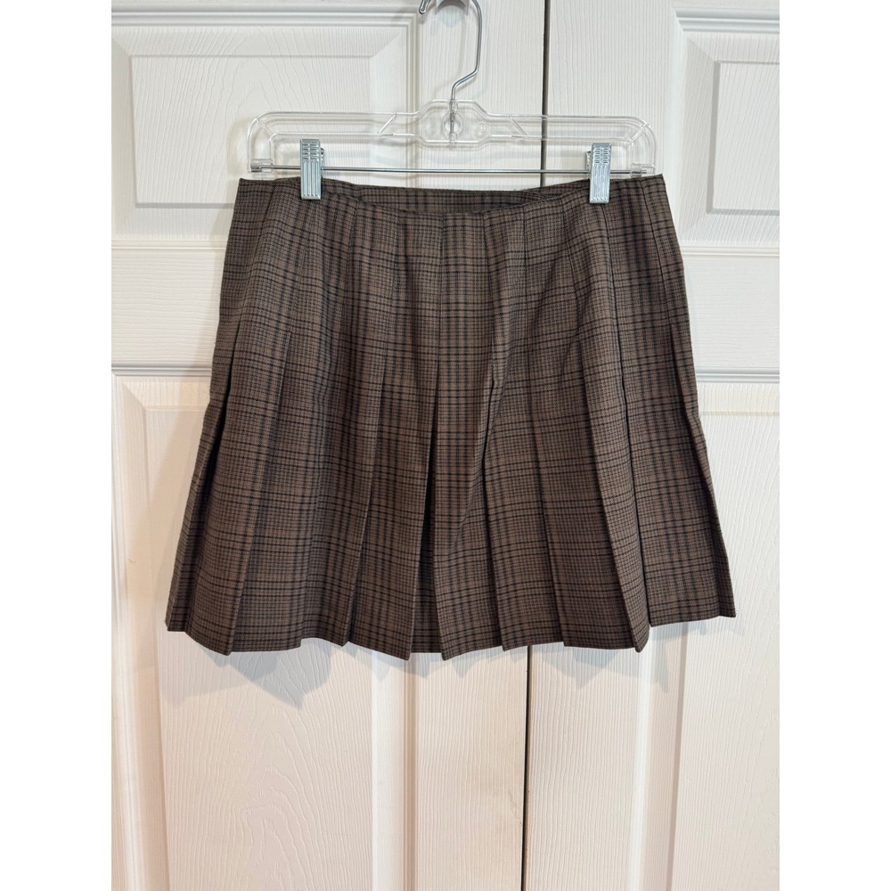 Vintage Tracy Evans Womens Brown Plaid Pleated Mini Skirt SZ 11 Heritage Preppy - Picture 10 of 10